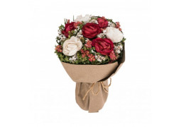 Bouquet roses blanches/rouges papier kraft