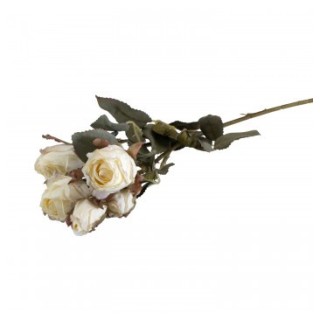 Tige 5 roses blanches effet seche