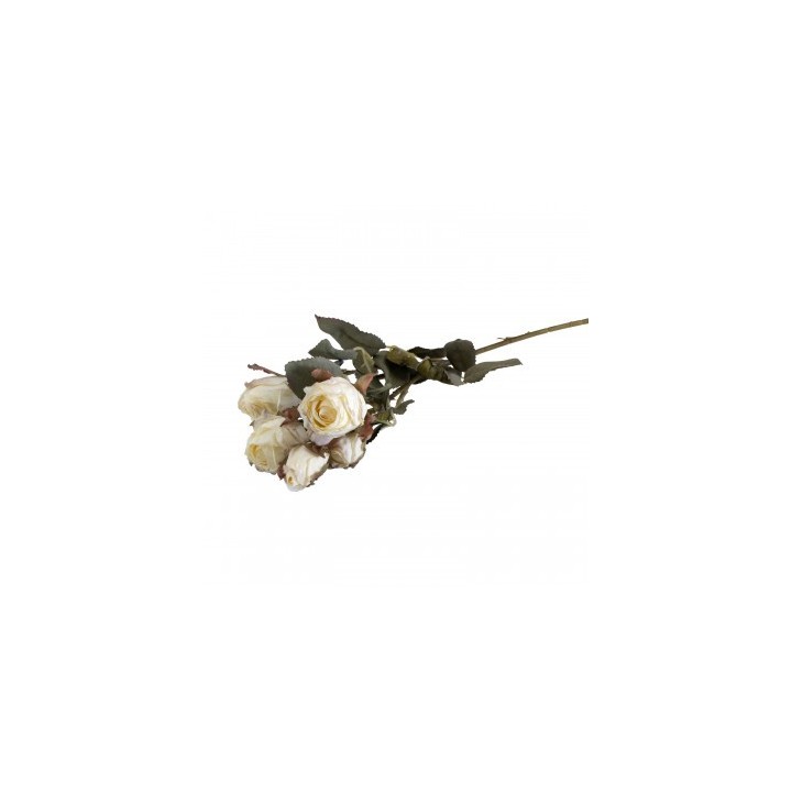 Tige 5 roses blanches effet seche