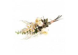 Bouquet roses marguerites et feuillage blanc