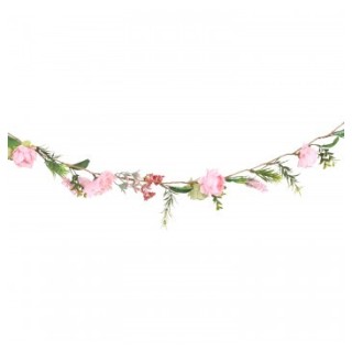 Guirlande fleurs roses et vertes