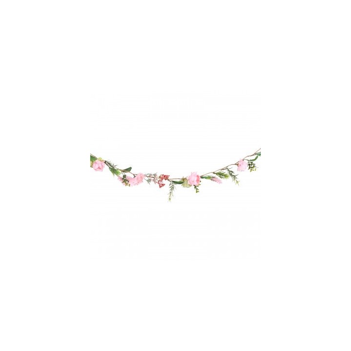 Guirlande fleurs roses et vertes