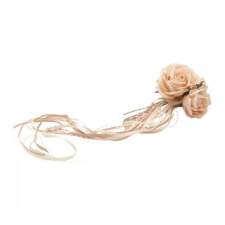 Bouquet 3 roses rose d'ambre et rubans