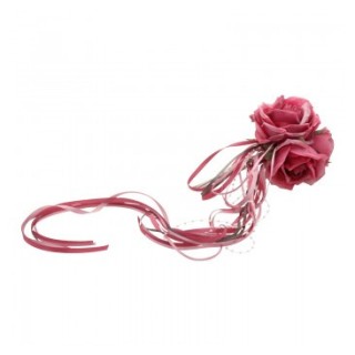 Bouquet 3 roses fuchsia et rubans