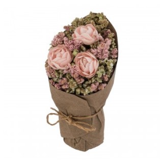 Bouquet roses roses papier kraft