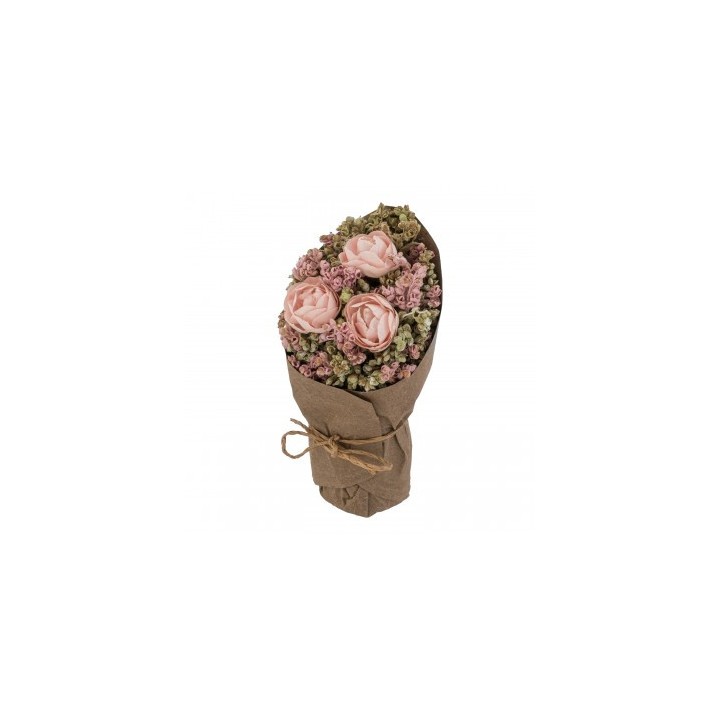 Bouquet roses roses papier kraft