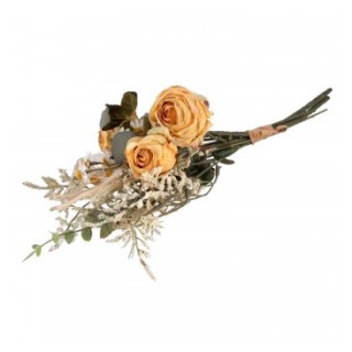 Bouquet roses marguerites et feuillage jaune