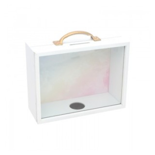 Tirelire bois rectangulaire facade plexi