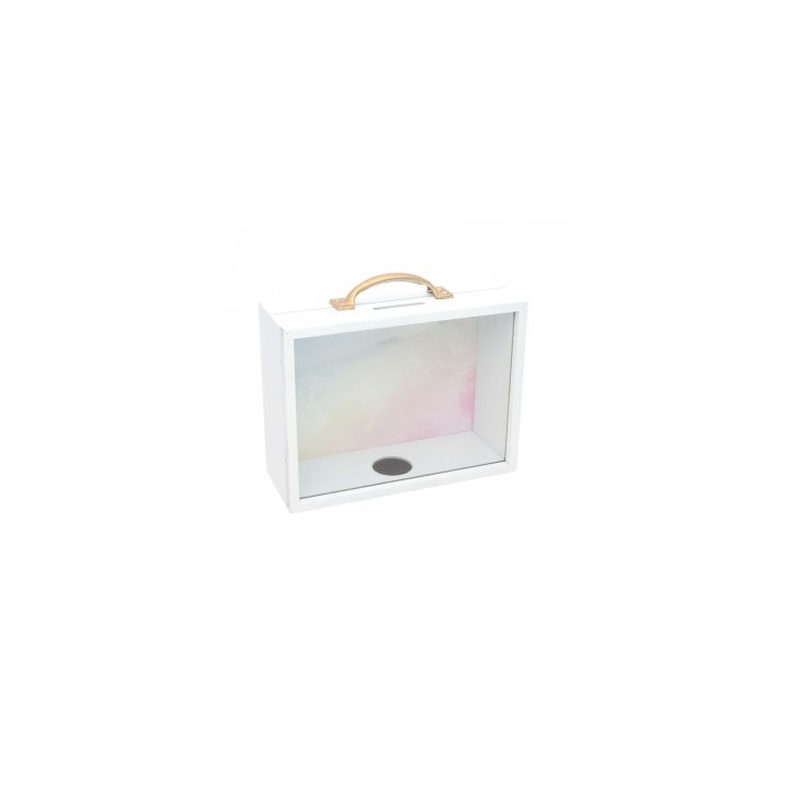 Tirelire bois rectangulaire facade plexi