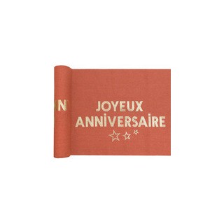 Chemin de table joyeux anniversaire star d'un jour terracotta