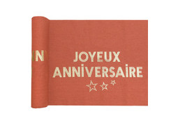 Chemin de table joyeux anniversaire star d'un jour terracotta