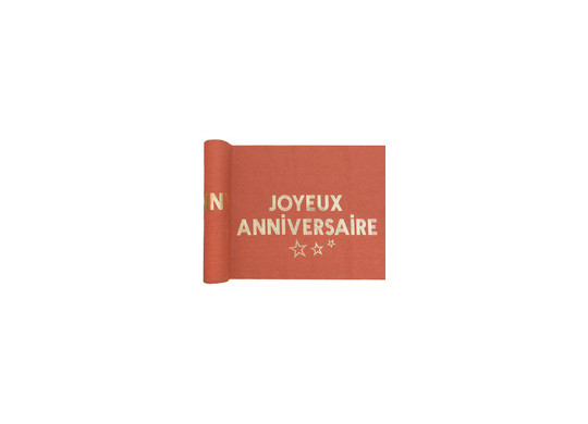 Chemin de table joyeux anniversaire star d'un jour terracotta