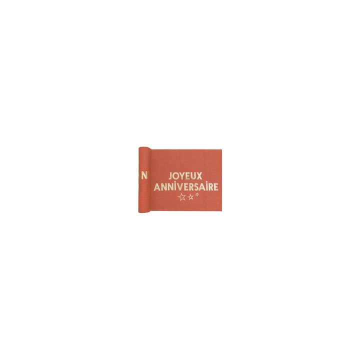 Chemin de table joyeux anniversaire star d'un jour terracotta