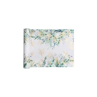 Chemin de table tissu feuillage vert