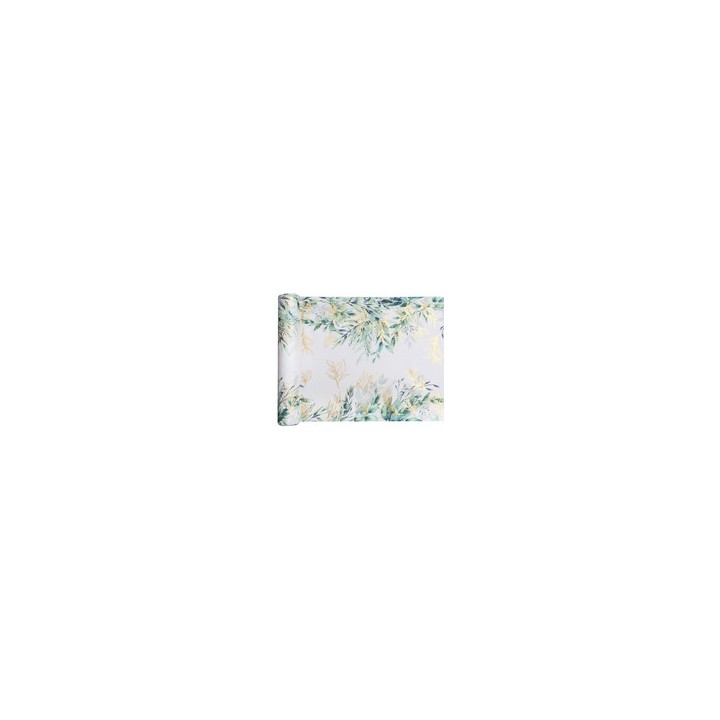 Chemin de table tissu feuillage vert