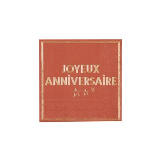 Serviettes joyeux anniversaire star d'un jour terracotta x10