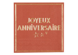 Serviettes joyeux anniversaire star d'un jour terracotta x10