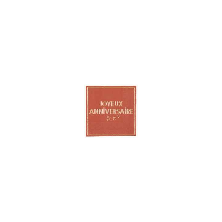 Serviettes joyeux anniversaire star d'un jour terracotta x10