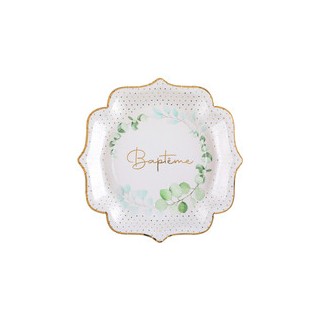 Assiettes bapteme vegetal x10
