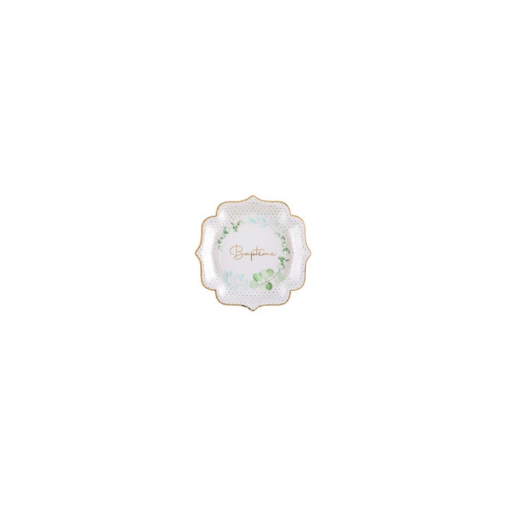 Assiettes bapteme vegetal x10