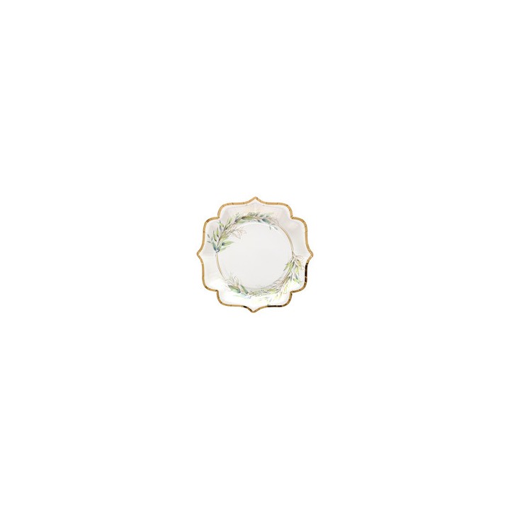 Assiettes feuillage vert x10
