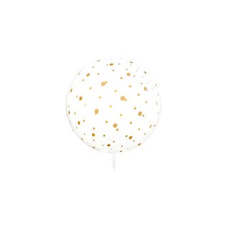 Ballon globe transparent pois or