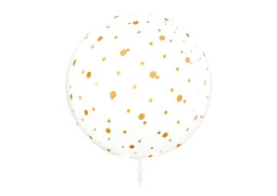 Ballon globe transparent pois or