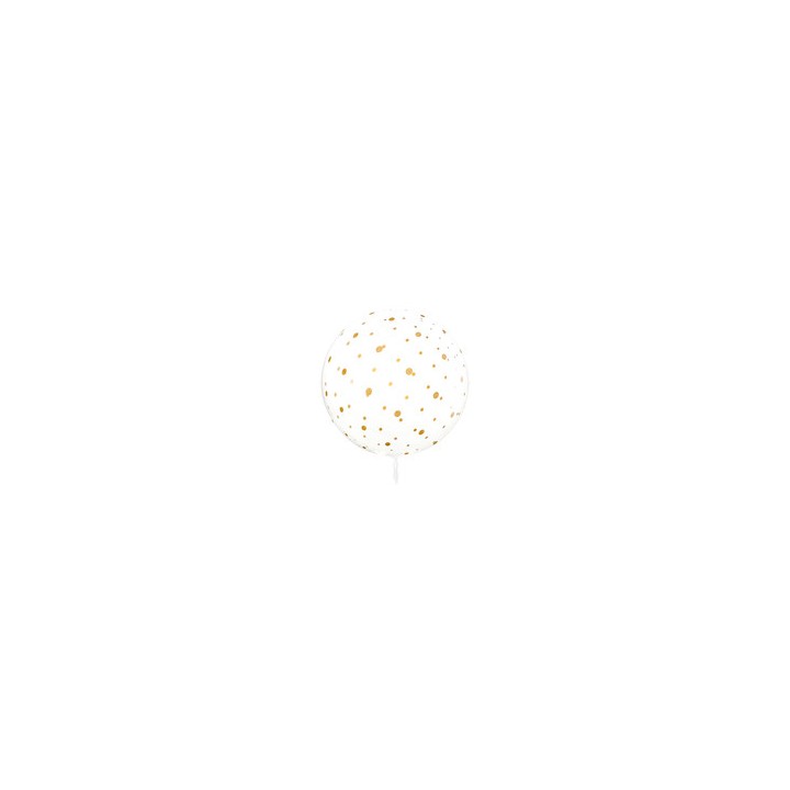 Ballon globe transparent pois or