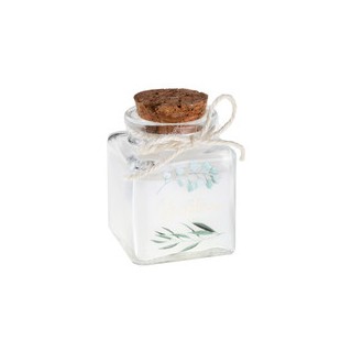 Bougie dans pot carre bapteme vegetal
