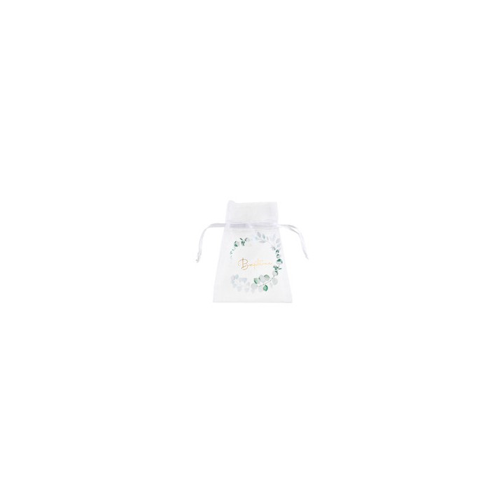 Sac organdi bapteme vegetal x4