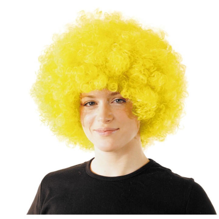 Perruque pop géante jaune
