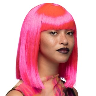 Perruque dance rose fluo