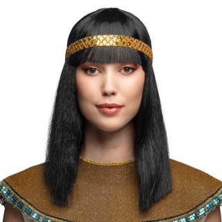 Perruque cleopatre noir et bandeau