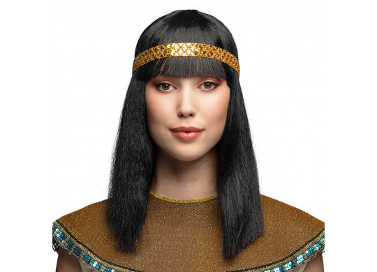 Perruque cleopatre noir et bandeau