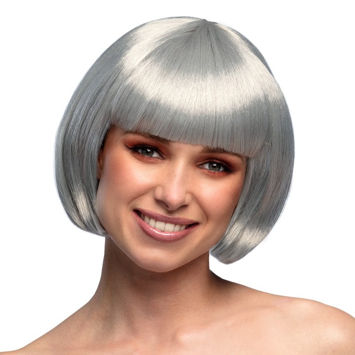Perruque cabaret gris argente
