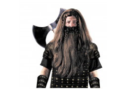 Perruque et barbe viking chatain