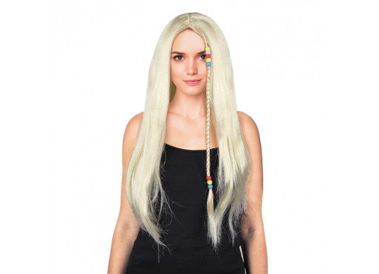 Perruque hippie femme blonde raide