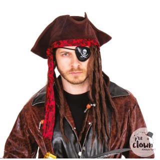 Chapeau pirate avec dreadlocks