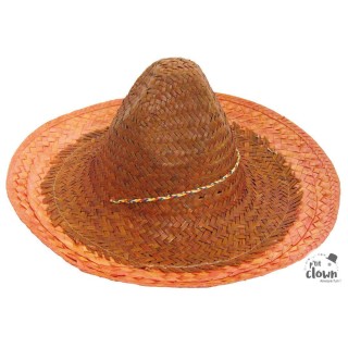 Chapeau paille sombrero mexicain orange