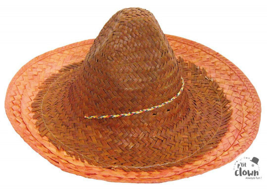 Chapeau paille sombrero mexicain orange