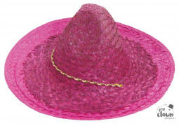 Chapeau paille sombrero mexicain rose
