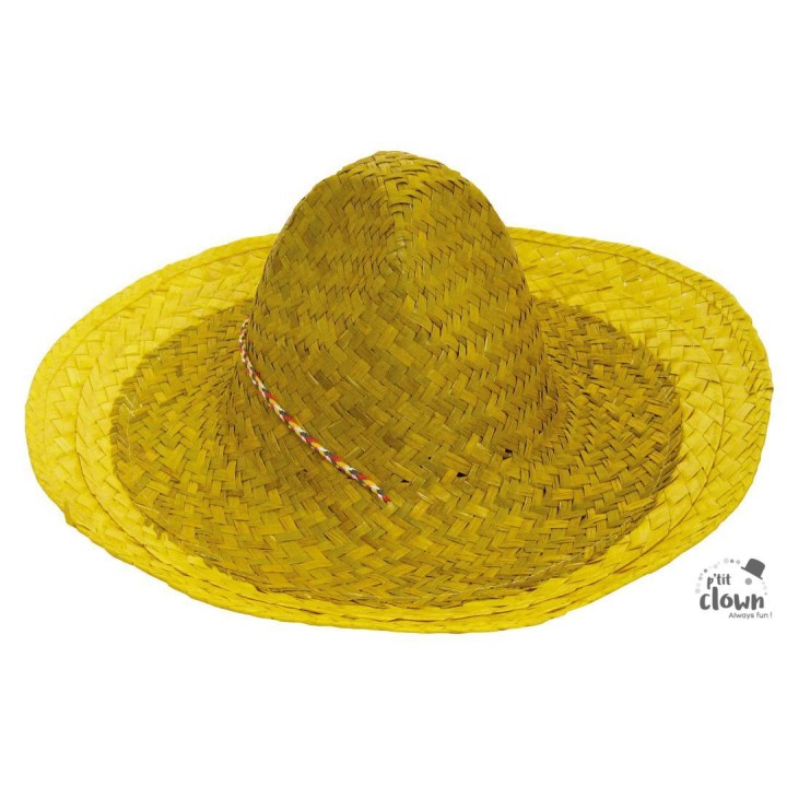 Chapeau paille sombrero mexicain jaune