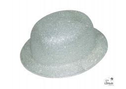 Chapeau plastique melon argent