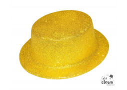 Chapeau plastique haut de forme paillete or