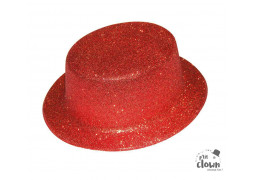 Chapeau plastique haut de forme paillete rouge