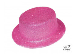 Chapeau plastique haut de forme paillete rose