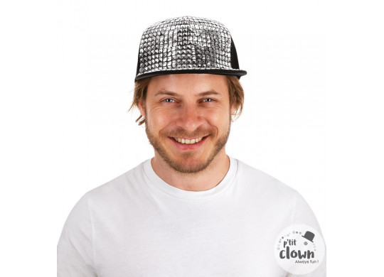 Casquette bling bling argent