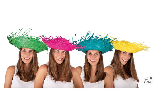 Chapeau paille hawaien couleur