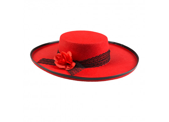 Chapeau femme espagnole rouge