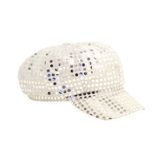 Casquette disco sequins argent